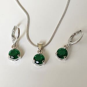 3 Piece GEMSTONE Simulated  EMERALD JEWELRY SET DRESS wear MAY BIRTHSTONE